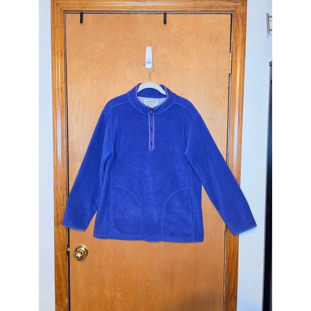 Vintage Lady Foot Locker Sport Blue Fleece Quarter Zip Pullover Y2K Medium
